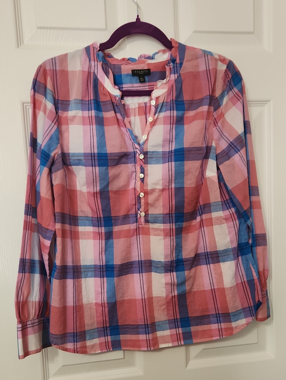 Cottagecore Coquette Cowgirl Prairie Casual Pink Blue Plaid Button-Down Shirt